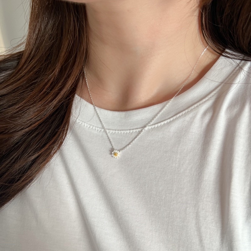A.piece  สร้อยเงินแท้ [all silver 925] Daisy Necklace สร้อยเดซี่ (422)