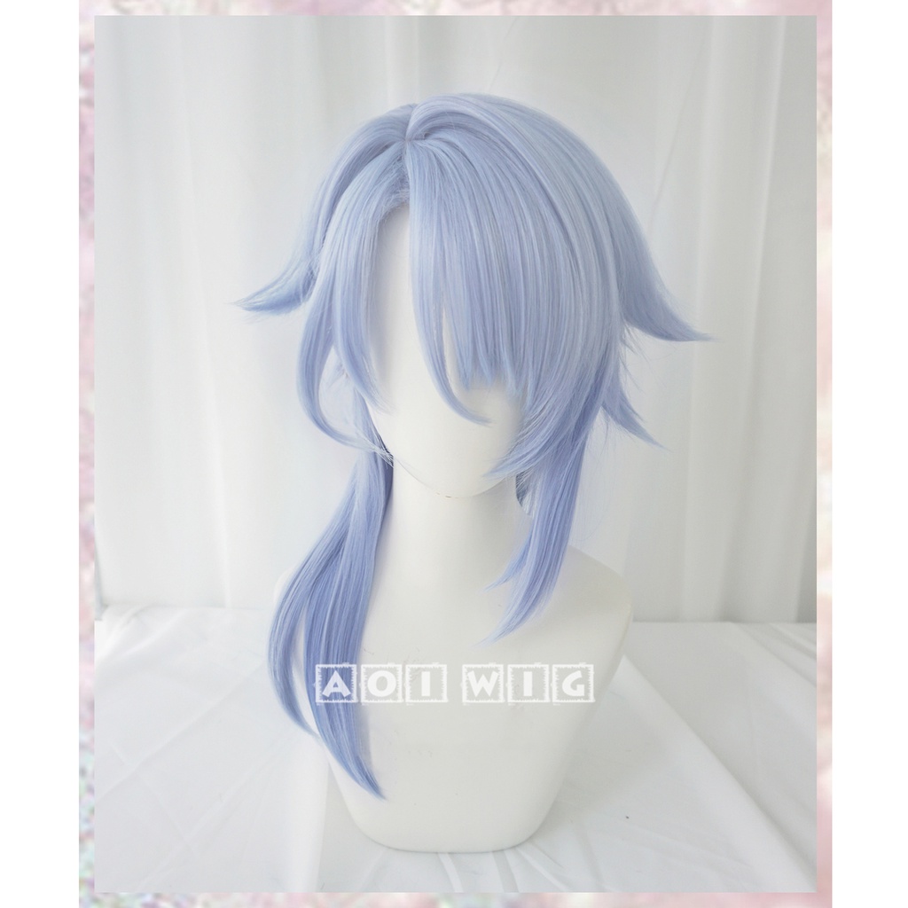 AOI Genshin Impact Kamisato Ayato Cosplay Wig 50cm Long Gradient Hair Heat Resistant Anime Party Wigs