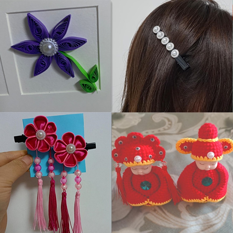 Abs เรซิ่นครึ่งวงกลมดอกไม้ไข่มุกงานฝีมือ DIY ด้านหลังแบนพอดีกิ๊บลูกปัดเครื่องประดับทํา