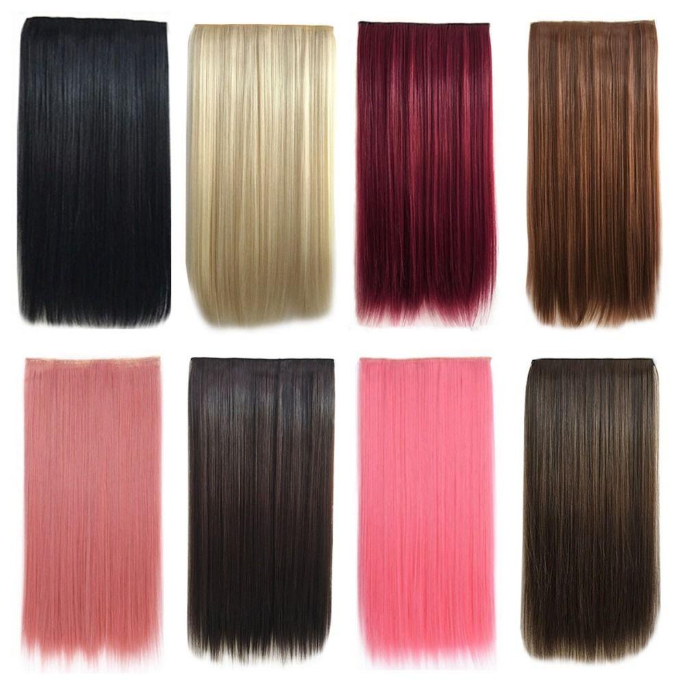 Aelegant กิ๊บติดผมยาวตรง สังเคราะห์ 5 คลิป ไร้รอยต่อ สีแดง หลากสี สําหรับผู้หญิง เด็กผู้หญิง