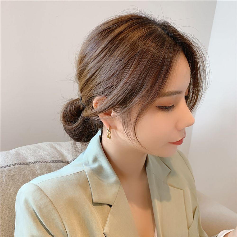 Ahour ต่างหูวงกลม สวยหรู อินเทรนด์ หรูหรา สองชั้น สไตล์เกาหลี สําหรับผู้หญิง