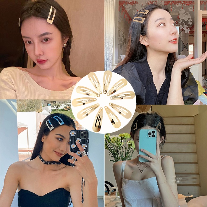 Awaytr กิ๊บติดผมหน้าม้า รูปหยดน้ํา ขนาดเล็ก เรียบง่าย เครื่องประดับ สําหรับผู้หญิง 5 10 20 ชิ้น