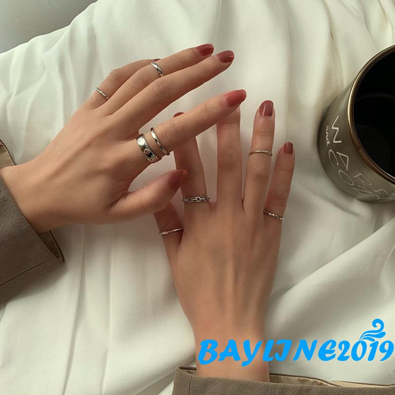 BAY-Ladies Knuckle Ring Kit, 7 Pieces Simple Style Stacking Ring, Gifts for Valentine’s Day, Gold/ Silver
