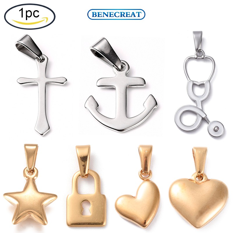 Benecreat จี้สแตนเลส 304 ขนาด 24X13 X 1 มม . 1 ชิ้น