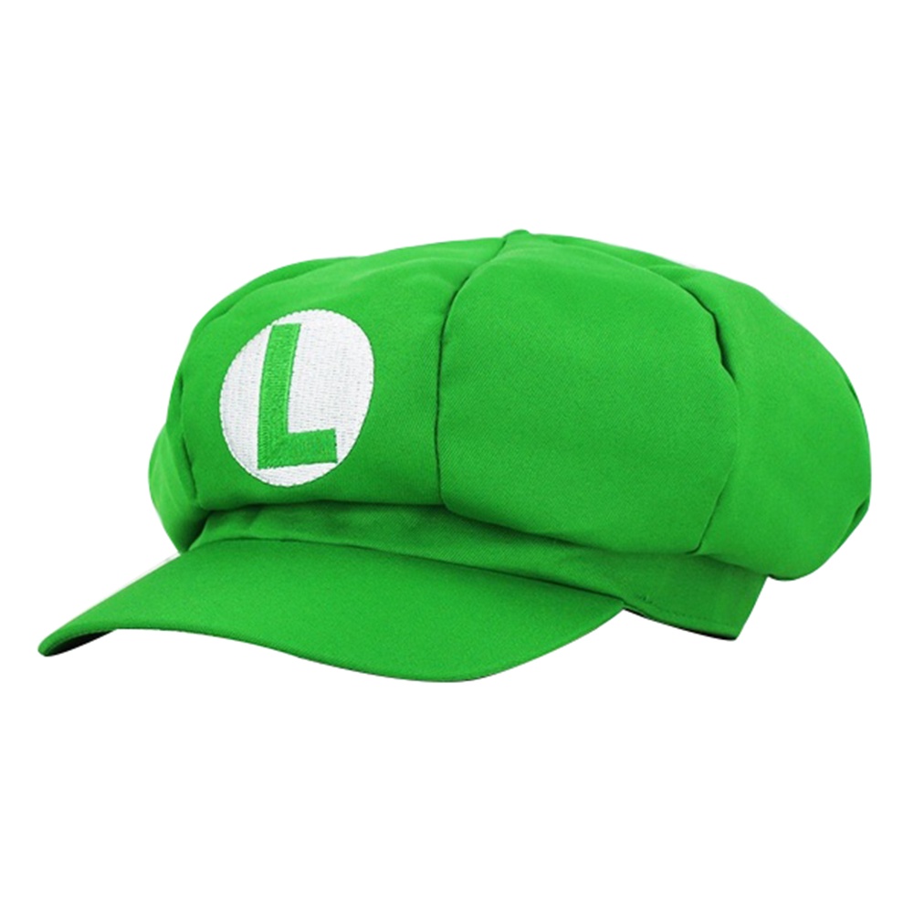 Bht_ หมวกคอสเพลย์ Super Mario Bros Luigi ทรงแปดเหลี่ยม กันแดด สําหรับทุกเพศ