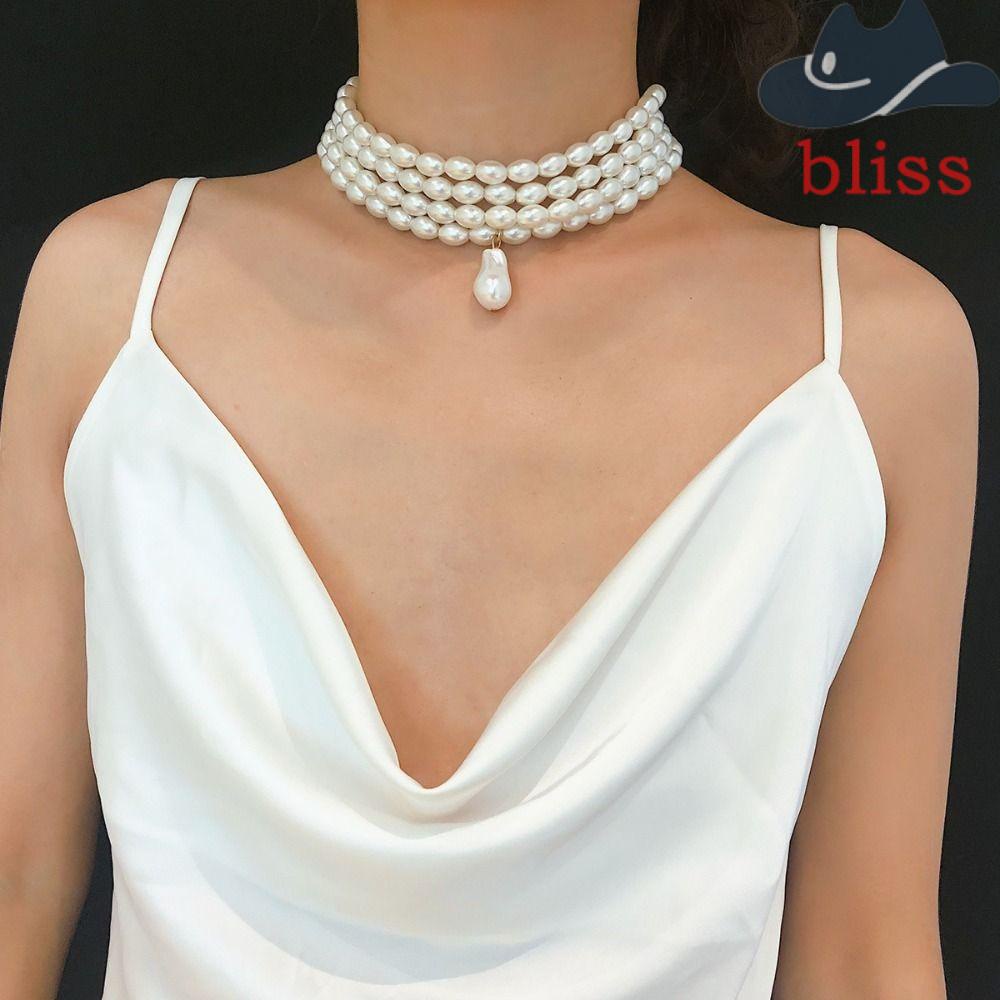 Bliss สร้อยคอ โลหะผสม หลายชั้น ประดับมุก สไตล์บาร็อค เครื่องประดับ สําหรับผู้หญิง