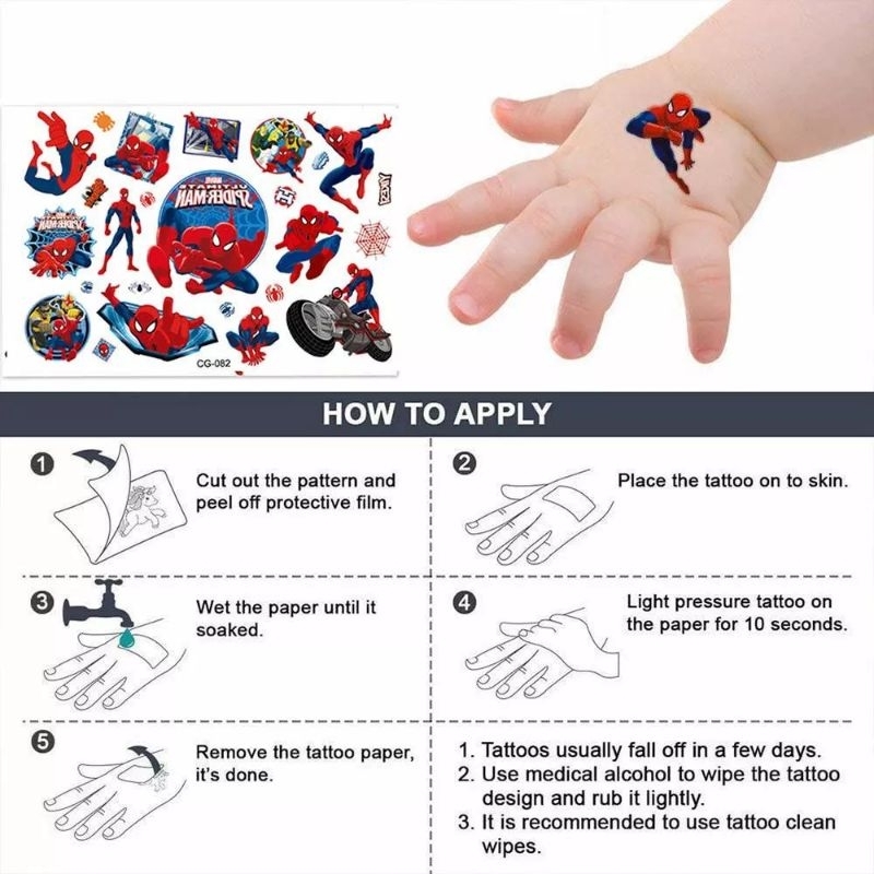 Bobestshop Tattoo ลาย Frozen & Princess & Spider Man