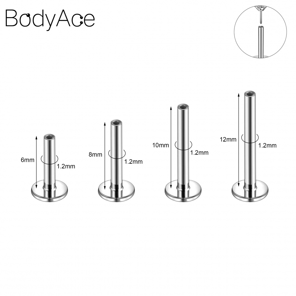 Bodyace ต่างหู สเตนเลส เจาะริมฝีปาก รูปหัวใจ ดวงจันทร์ คริสตัล 16 กรัม 1 ชุด
