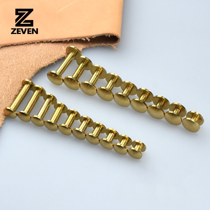 Brass Arc Belt Screw Stud Double Curved Head Chicago Nail Rivet For Leather Craft DIY Belt/strap Accessories-Multi-size
