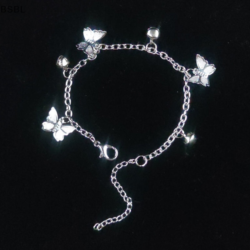 Bsbl สร้อยข้อมือโซ่ จี้กระดิ่งผีเสื้อน่ารัก ปรับได้ เครื่องประดับแฟชั่น สําหรับผู้หญิง