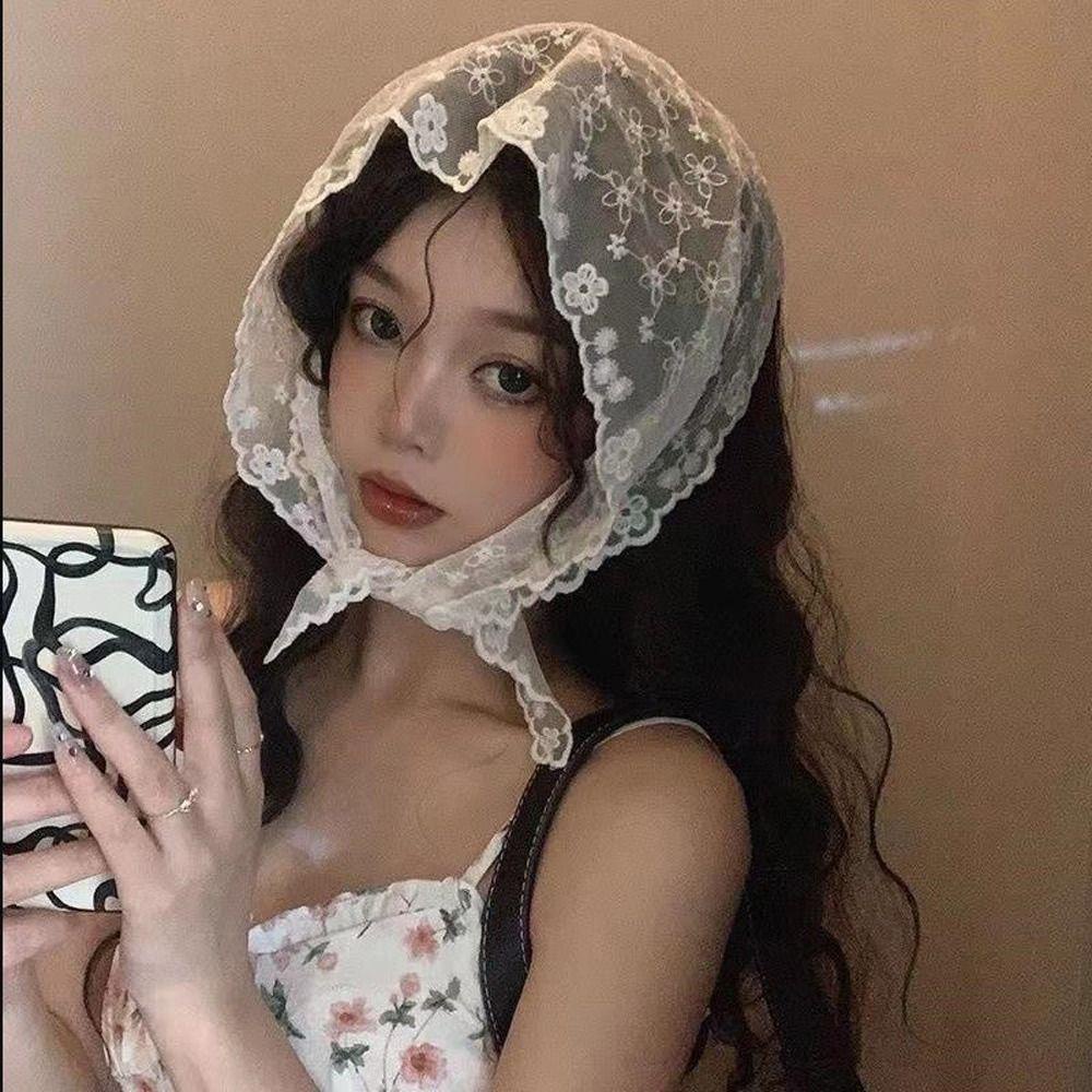 CABEZA ผ้าโพกหัว ทรงสามเหลี่ยม แต่งลูกไม้ หรูหรา สไตล์ฝรั่งเศส สําหรับเด็ก