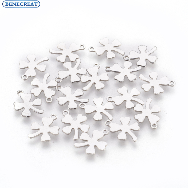CHARMS สแตนเลสรูปใบโคลเวอร์ 304 ขนาด 13 . 5X10X0 . 6 มม . 50 ชิ้น