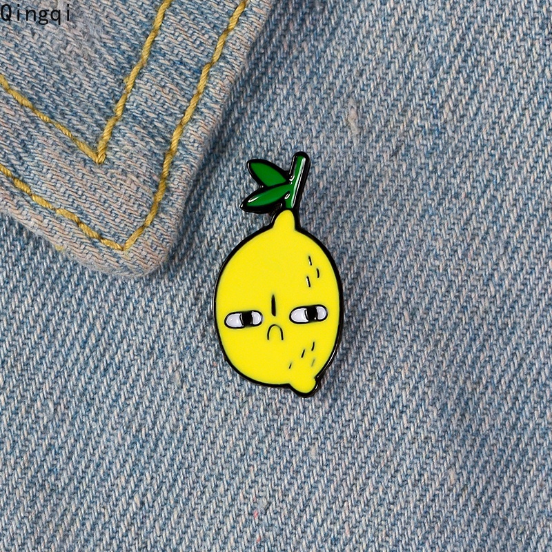 Cartoon Envious Lemon Enamel Pin Cute Unhappy Yellow Lemon Fruit Jewelry Badge Jeans Shirt Bag Brooches Pins for Friends