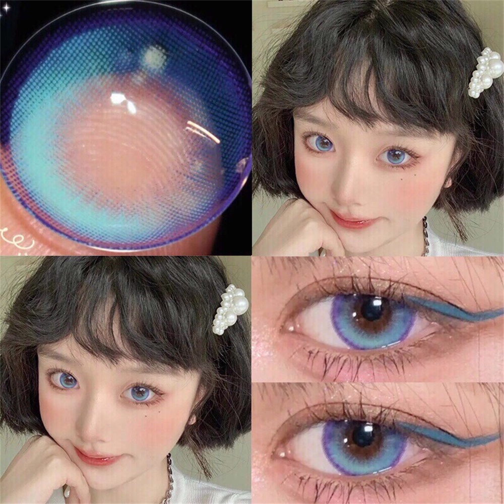 Cerisecon คอนแทคเลนส์ สีฟ้า ขนาดเล็ก สําหรับสายตาสั้น