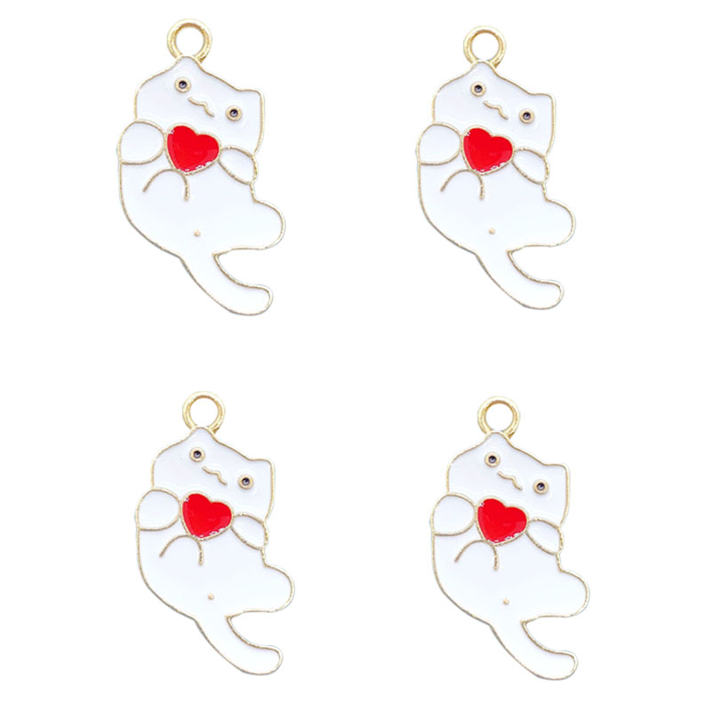 Charm จี้สร้อยคอ สร้อยข้อมือ โลหะผสม รูปการ์ตูนแมว 30*12 มม. 4 ชิ้น