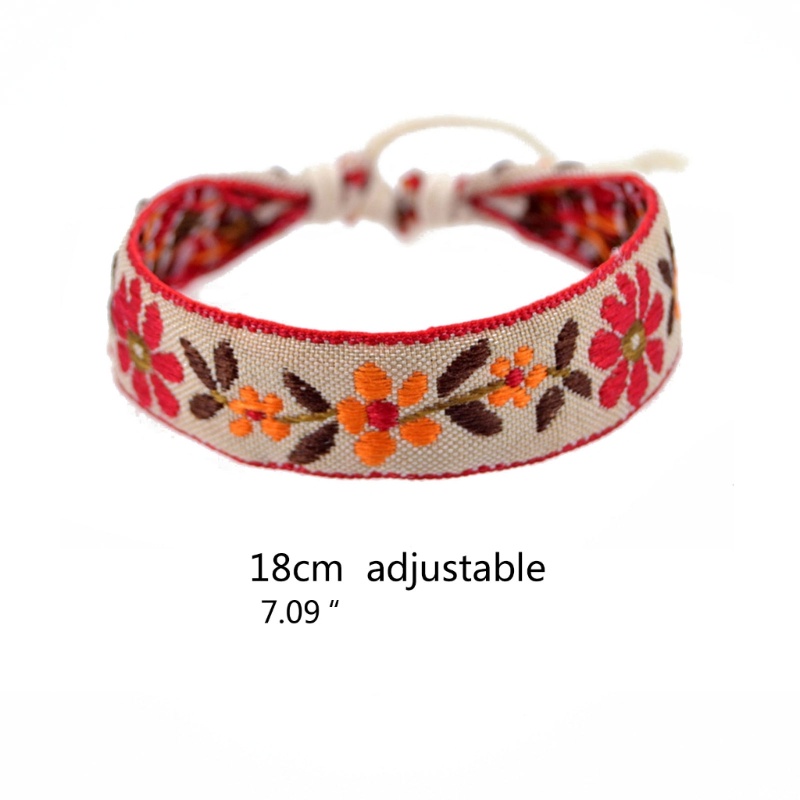 Chu สร้อยข้อมือถัก ปักลายดอกไม้ สตรอเบอร์รี่ สไตล์โบฮีเมียน