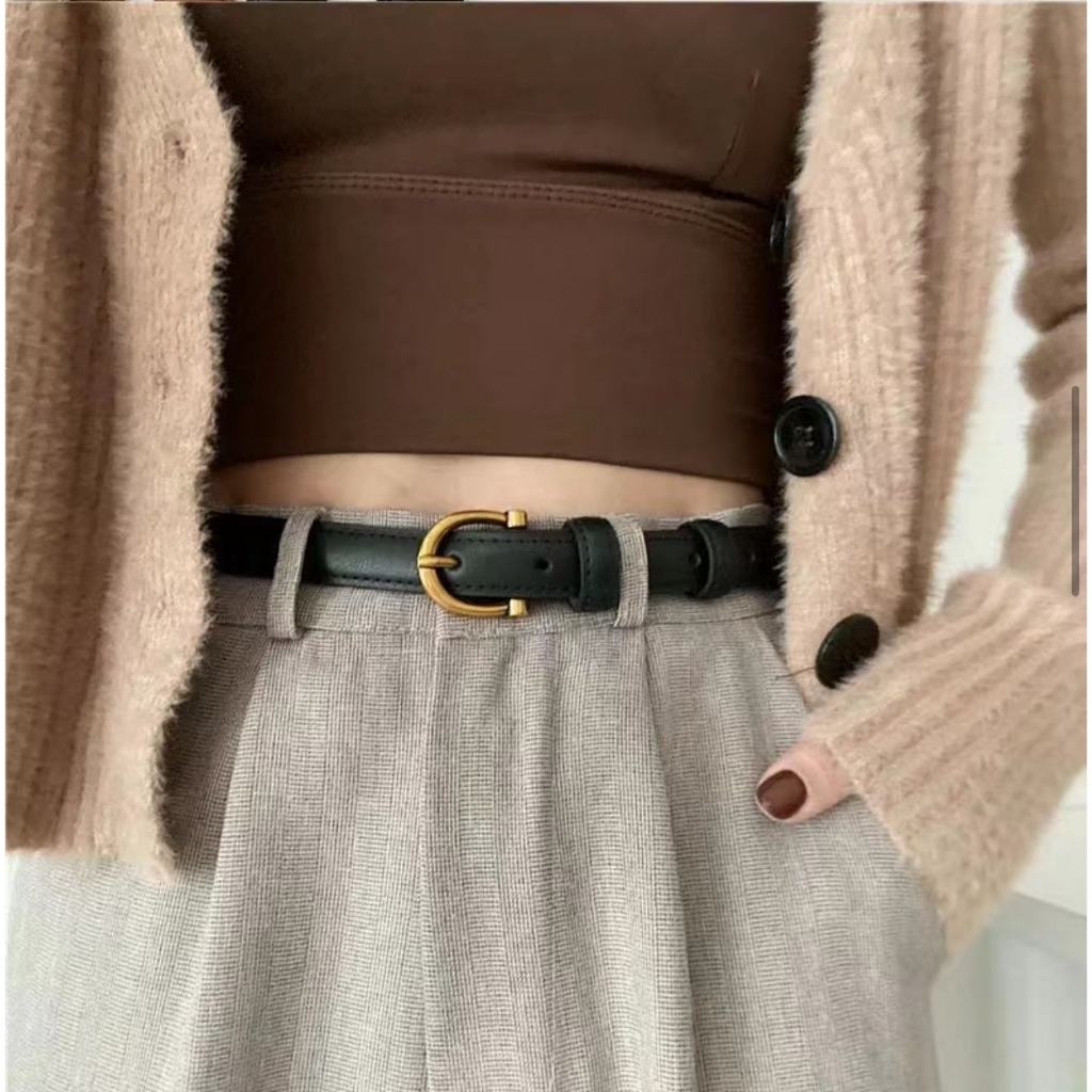 Classic belt เข็มขัดหนังอะไหล่ทอง (เริ่มเจาะรูตั้งแต่เอว 22)
