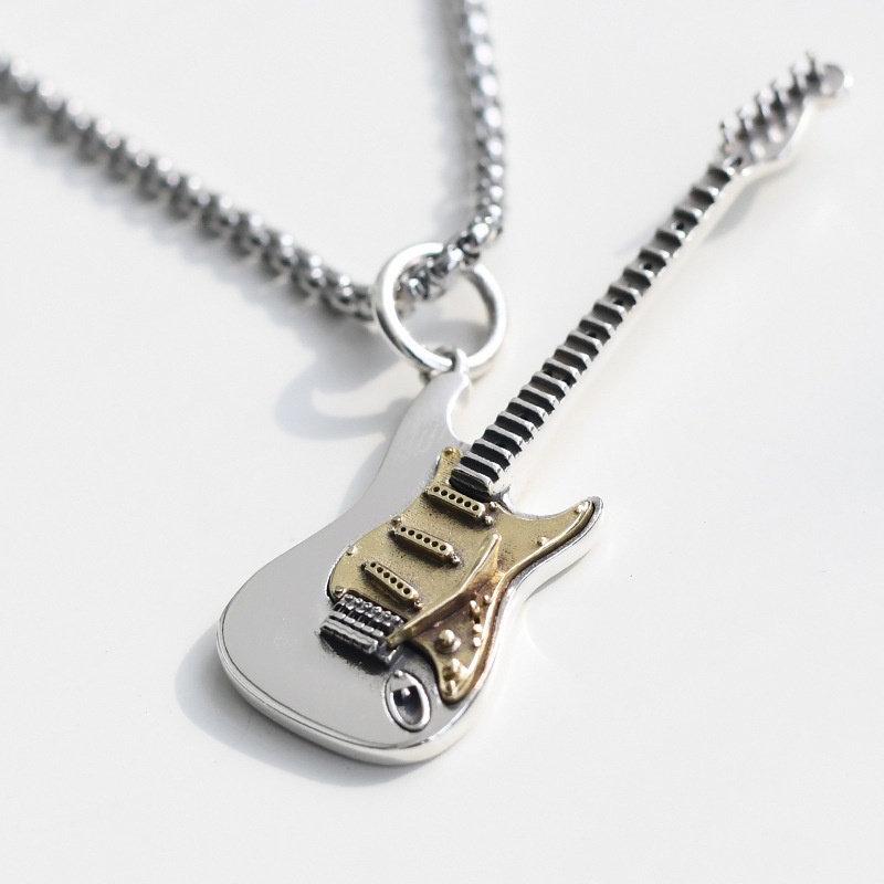 Colorful Electric Guitar Necklace Rock Punk Style Necklace Girls New Retro Niche Design Hip Hop Handsome Men