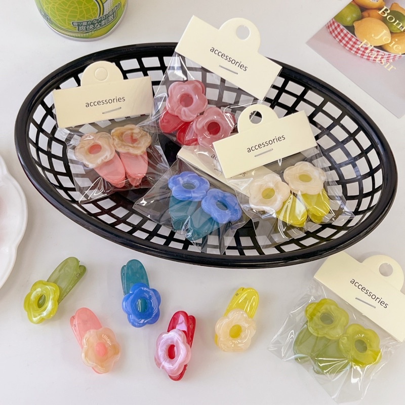 Cute 134 กิ๊บติดผม กิ๊บหนีบผมดอกไม้ Candy Flower 2 ชิ้น/แพ็ค