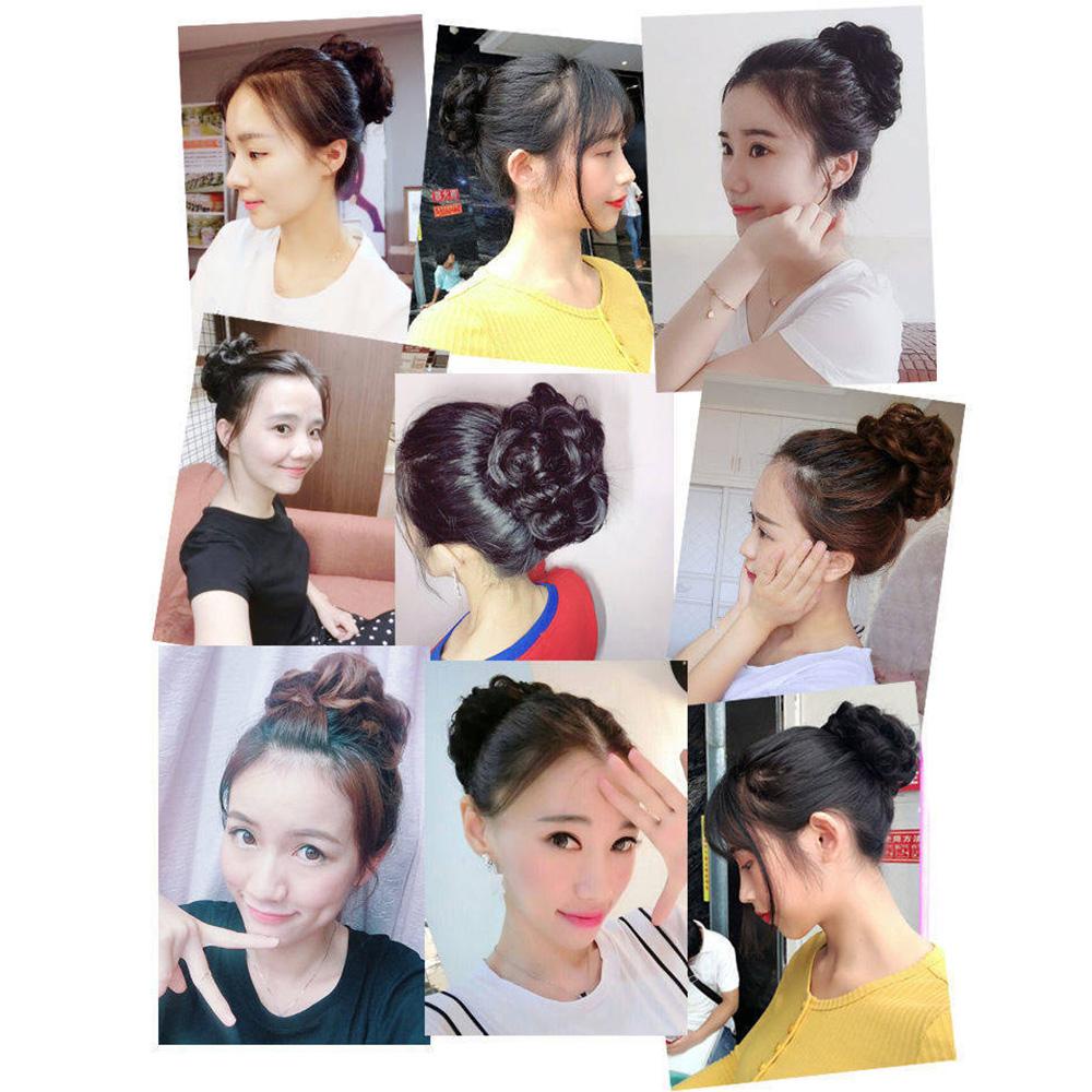 Daiga ยางรัดผมโดนัท สีน้ําตาลธรรมชาติ ยางรัดผมปลอม แบบหูรูด ผมหยิก Chignon