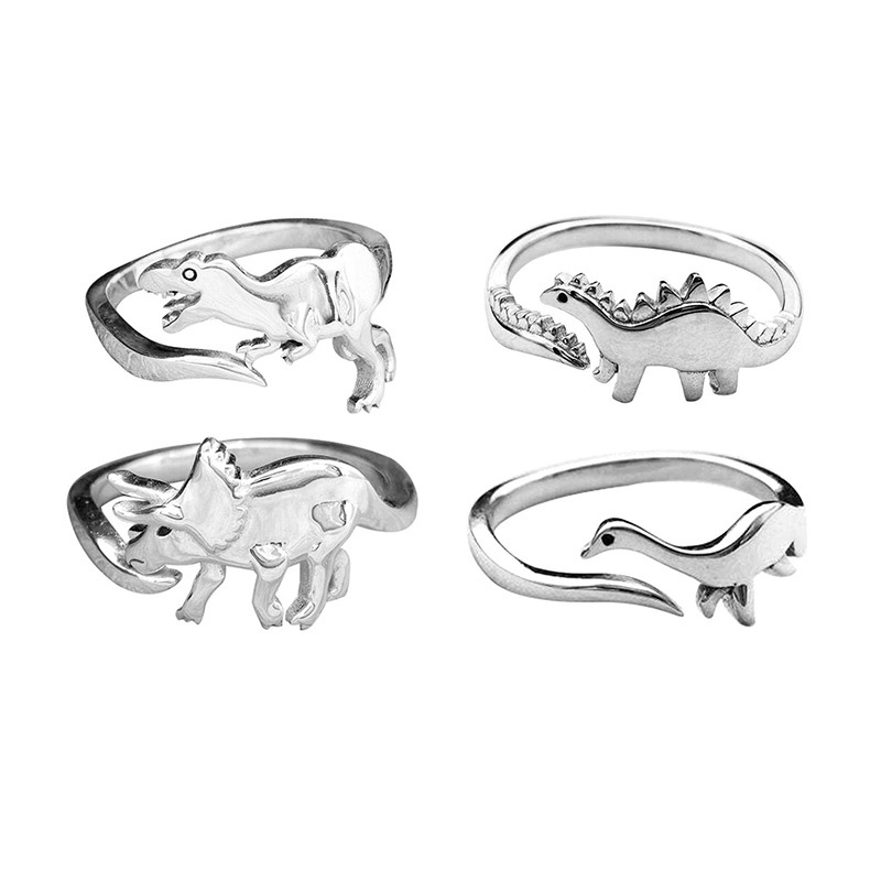 Dinosaur Ring for Women Girls Men Polished Dragon Animal Expandable Open Finger Rings Jewellery Adjustable Ring Size LQZ