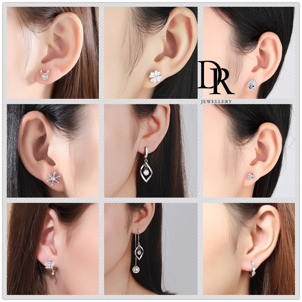 Dr ต่างหูเงินแท้ 925 ประดับเพชร หรูหรา สไตล์เกาหลี เรียบง่าย แฟชั่นสําหรับผู้หญิง