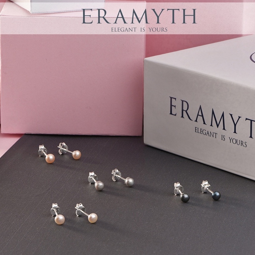 Eramyth Jewelry ต่างหูมุก แท้น้ำจืด ทรงซาลาเปา คัดเกรด(สินค้าขายเป็นคู่ค่ะ)