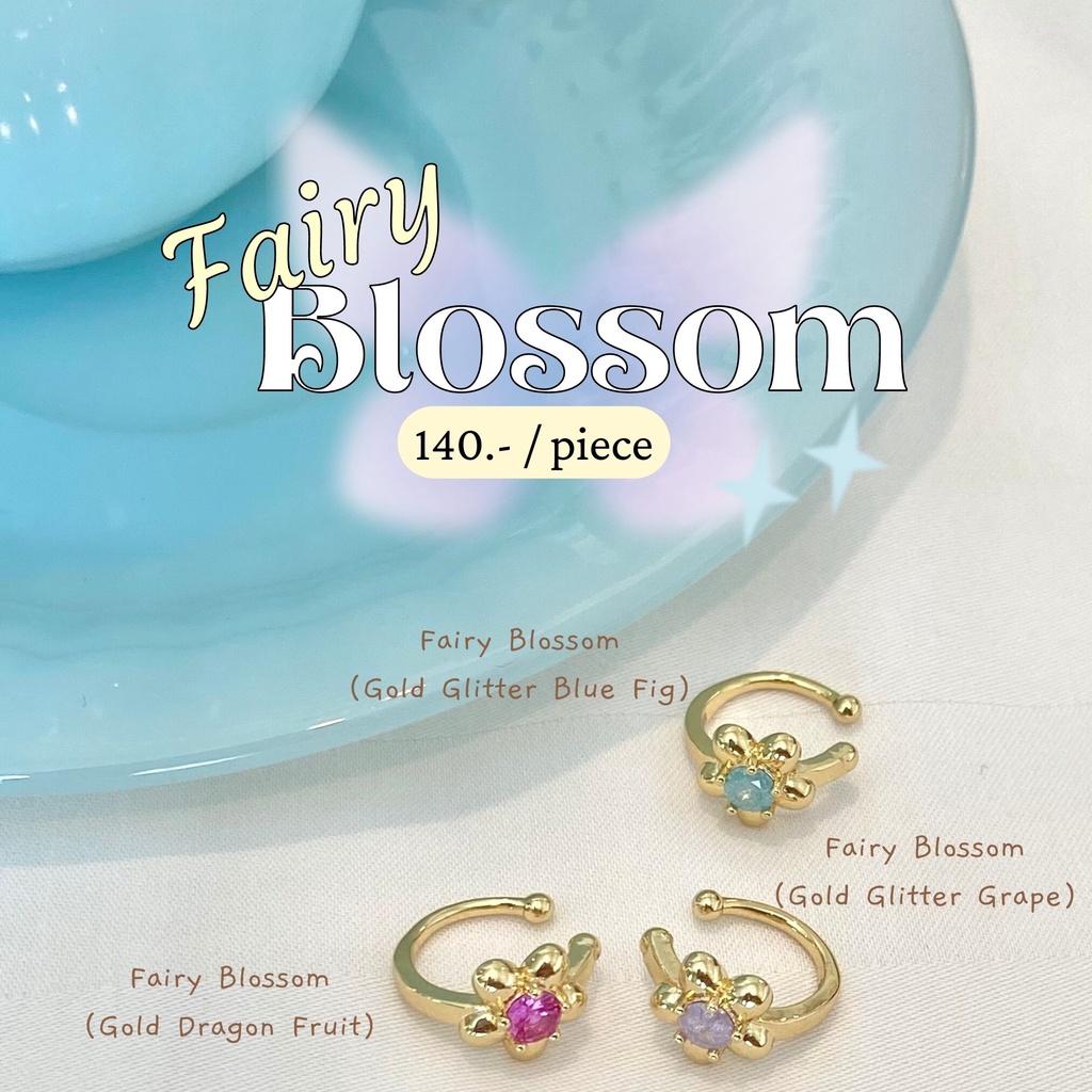 Fairy Blossom Ear Cuff เกี่ยวใบหู บีบเพื่อปรับขนาด - thegreenbox.tgb