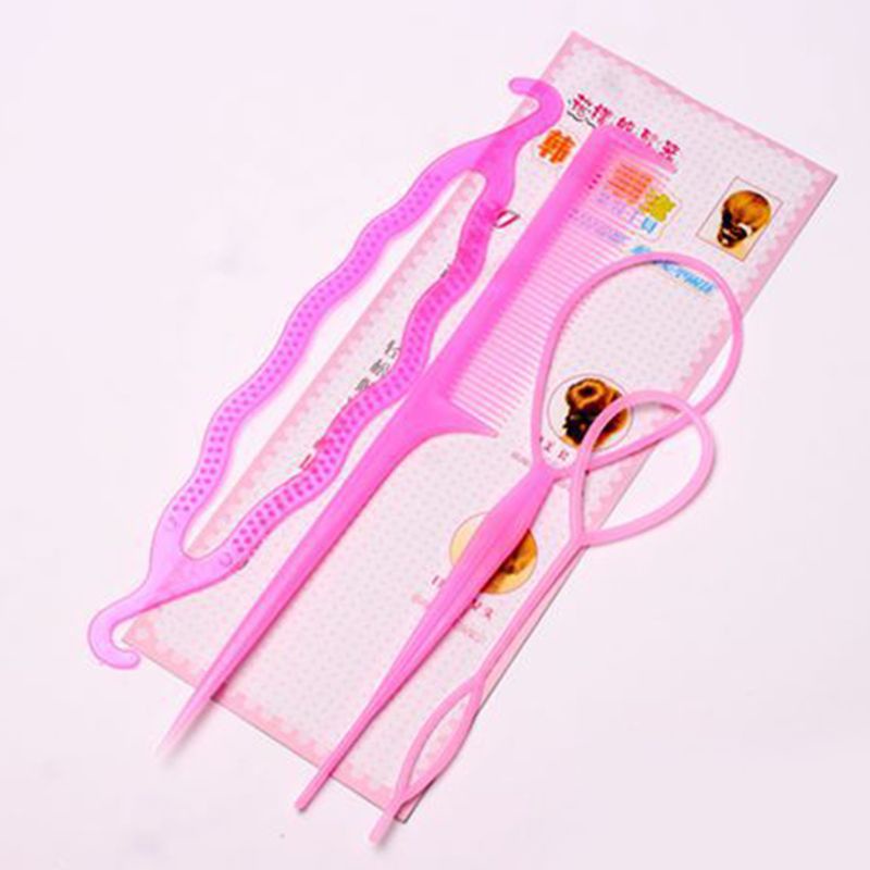 Flgo 4 ชิ้น / เซต พลาสติก สีดํา DIY เครื่องมือจัดแต่งทรงผม ดึง กิ๊บติดผม สําหรับผู้หญิง กิ๊บหวี