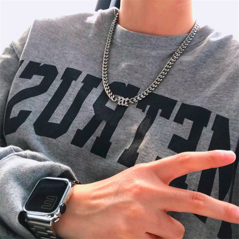 GIANTSHOP สร้อยคอโซ่ตัวอักษร สไตล์ hip-hop เท่ๆ (608)
