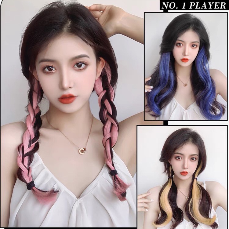 HOT  Hair Piece Color แฮร์พีช ช่อไฮไลท์ วิกผมผู้หญิงหลากสีวิกผมมนุษย์วิกผม 55 ซม กิ๊บช่อผม ไฮไลท์