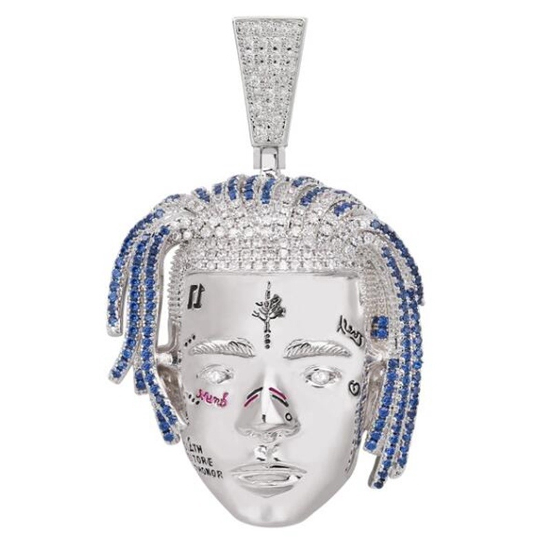 Hip Hop Style Gold Face Pendant Necklace for Men