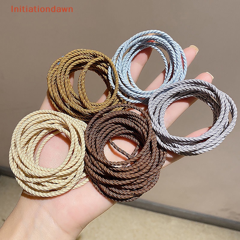 [Initiationdawn] ยางรัดผม แบบยืดหยุ่น สีพื้น สําหรับเด็กผู้หญิง 100 ชิ้น ต่อล็อต