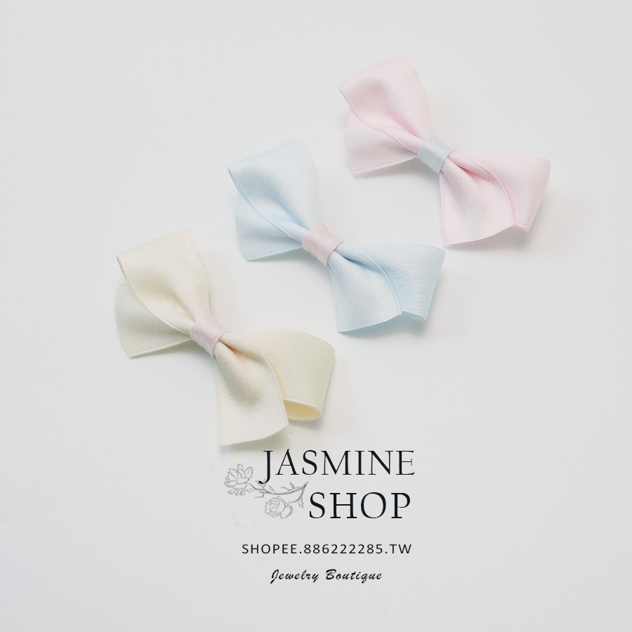 [Jasmine Shop] กิ๊บติดผม รูปโบว์น่ารัก สีชมพู สีฟ้า สีเบจ สําหรับเด็ก