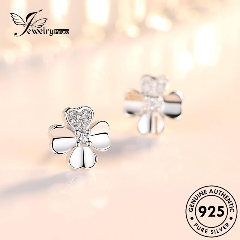 Jewelrypalace ของแท้ ต่างหูเม็ดเดี่ยว เงิน 925 ประดับมุก เพชรโมอิส สําหรับผู้หญิง M019