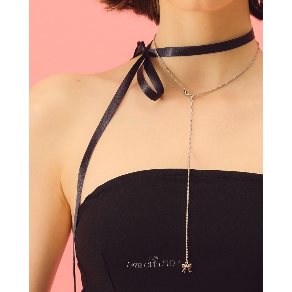Julys - lolita ribbon drawstring necklace สร้อยคอโบว์ รูดได้