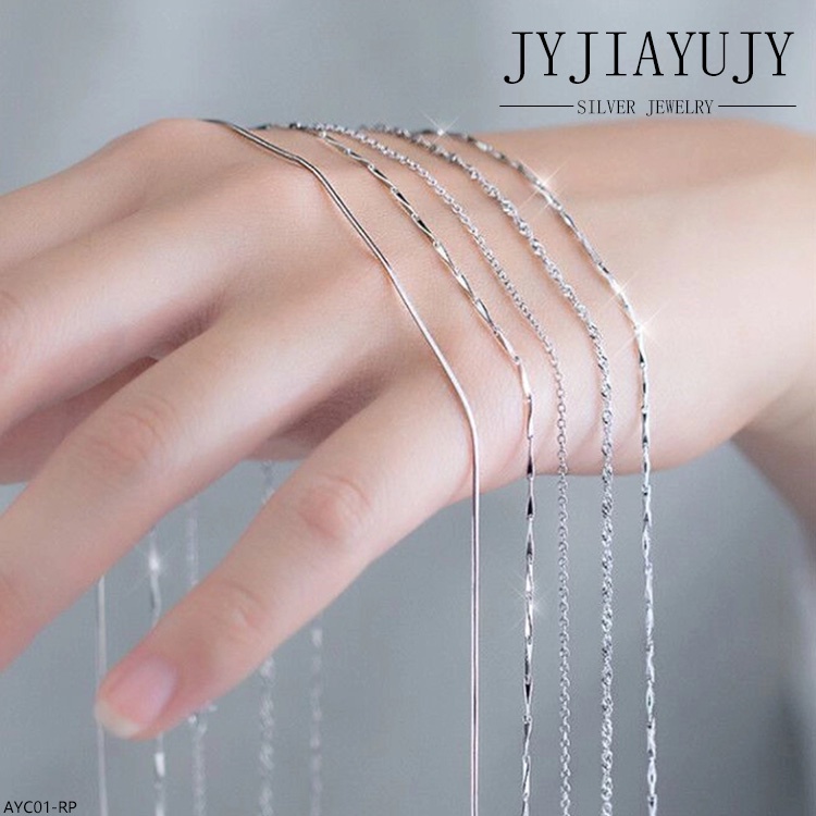 Jyjiayujy สร้อยคอโซ่เงินแท้ 100% S925 ยาว 40 45 50 ซม. สไตล์เกาหลี เครื่องประดับแฟชั่น สําหรับผู้หญิง AYC01-RP
