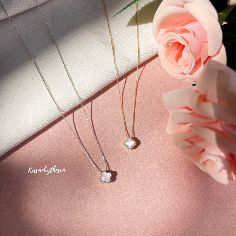 Kissmebythesun - Fuchsia Necklace | สร้อยคอจี้ดอกไม้ 2 in 1 ใส่ได้ 2 ด้าน ชุบทองคำขาว 14k