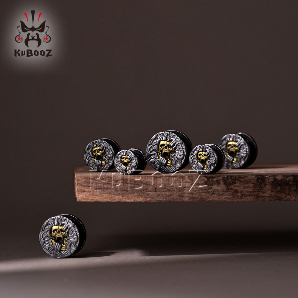 Kubooz 2 ชิ้น ที่เจาะหู ปลั๊ก เกจ อุโมงค์ ขยาย สกรู ยืด เครื่องประดับ