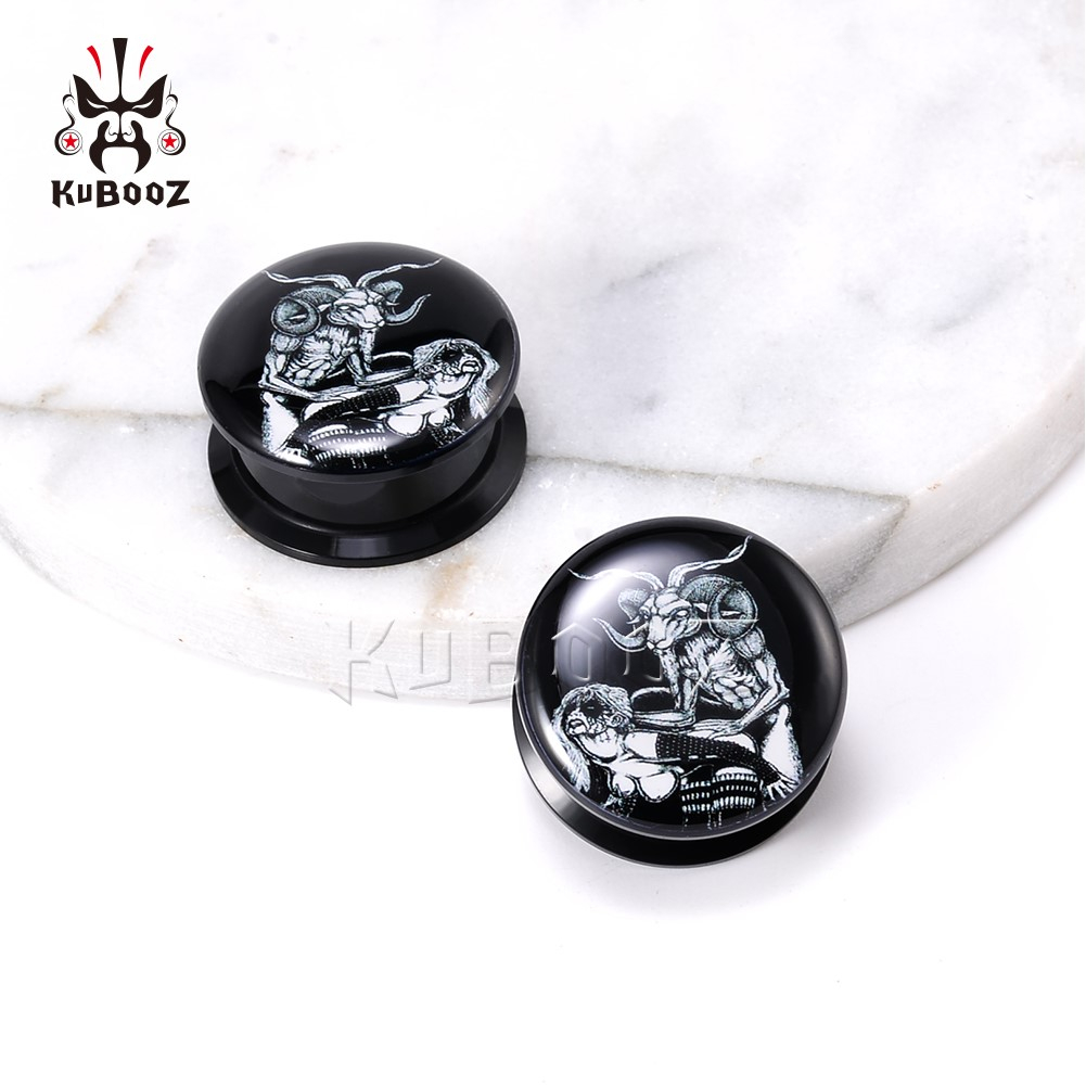 Kubooz จิวเจาะร่างกาย ต่างหู รูปการ์ตูนแพะ อะคริลิค ขยายได้ 6-30 มม. 2 ชิ้น