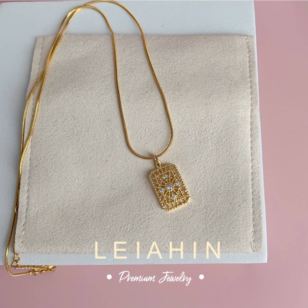 LEIAHIN สร้อยคอแฟชั่นสุภาพสตรี 18K ชุบทองมู่ลี่โซ่เชนเกาหลีการตั้งค่าแฟชั่นเกาหลี