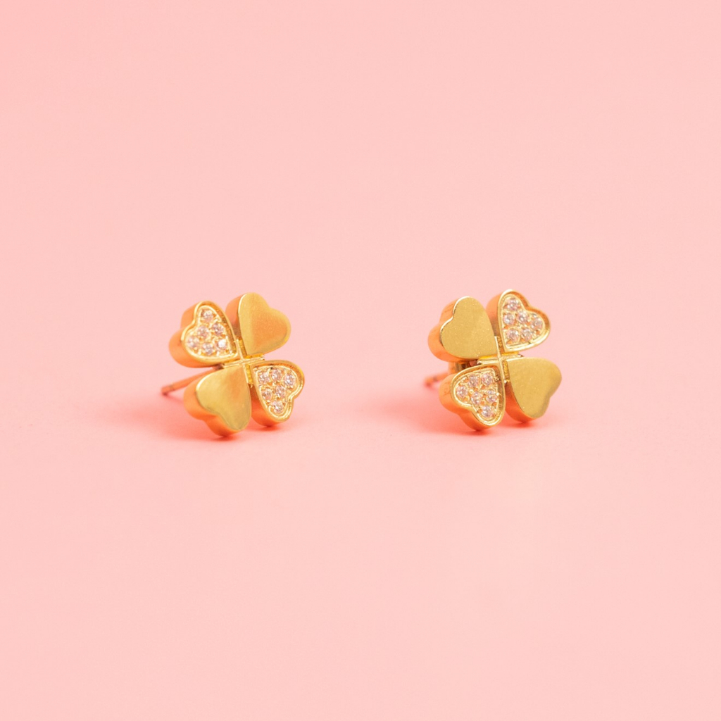 LELISA - Clover Earring ต่างหูโคลเวอร์แห่งความโชคดี - สแตนเลสแท้ ไม่ลอก ไม่ดำ แพ้ง่ายใส่ได้
