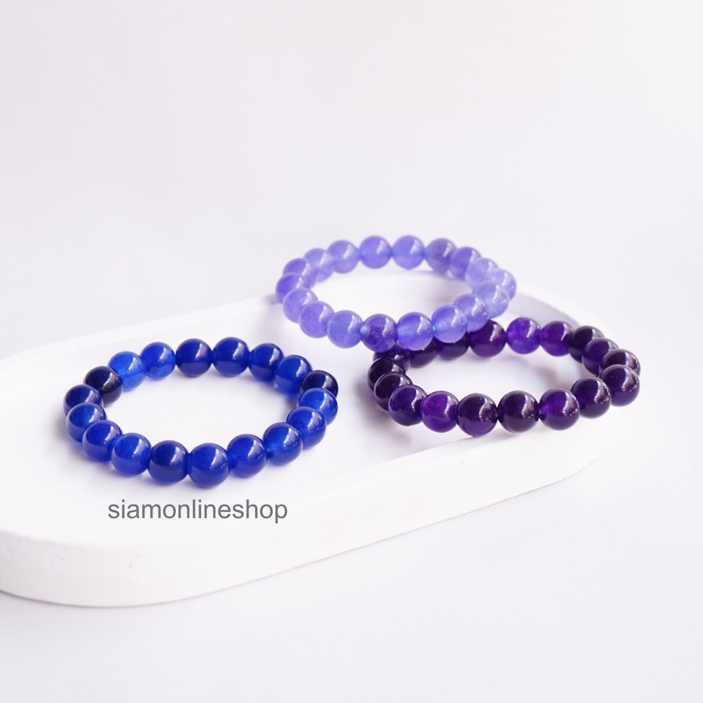 LUCKYSTONE รวมแบบ หินสีนำโชค ขนาด 10 มม. (เลือกสีได้) สร้อยข้อมือหินแท้ by siamonlineshop
