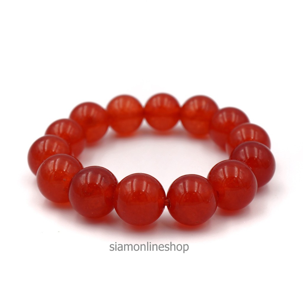 LUCKYSTONE หินสีนำโชค สร้อยข้อมือหินแท้ โทนสีแดงสด ขนาด 12 มม. by siamonlineshop