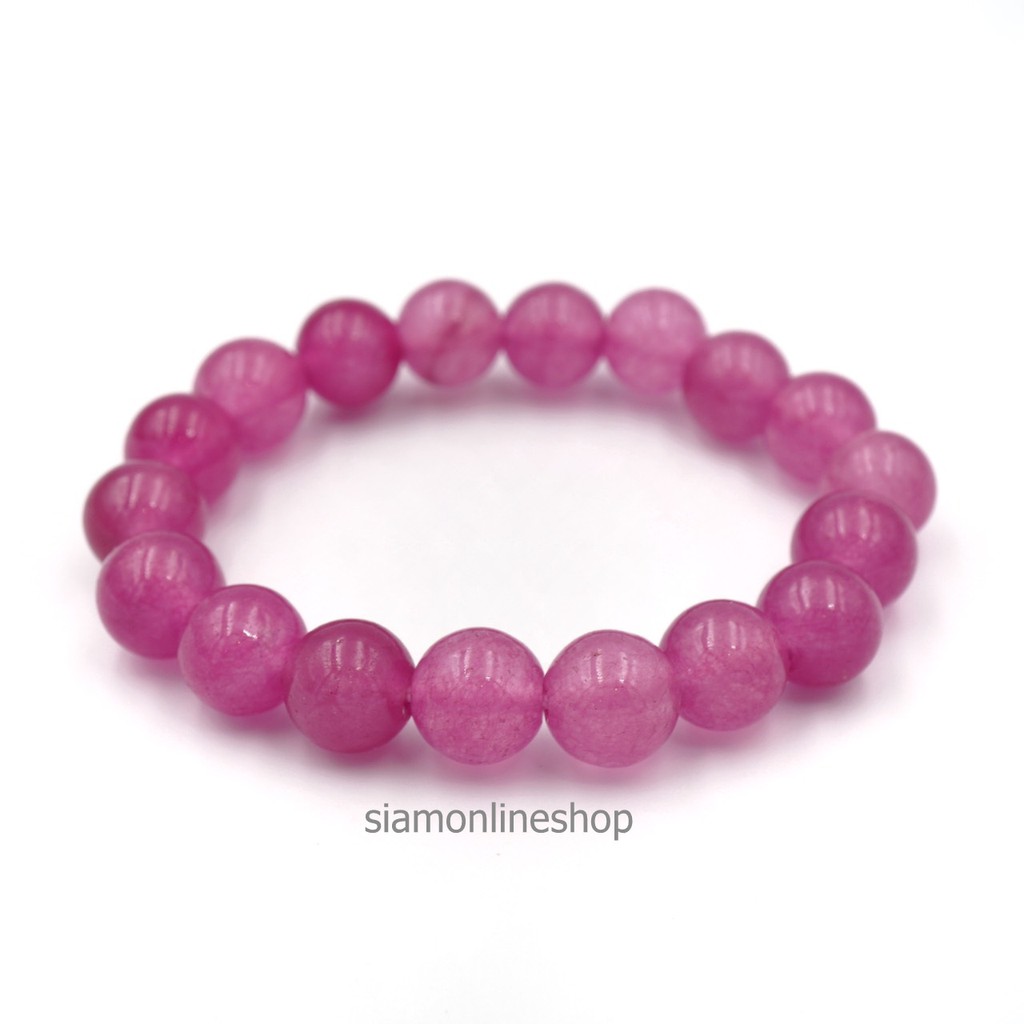 LUCKYSTONE หินสีนำโชค โทนสีชมพูเข้ม ขนาด 10 มม. by siamonlineshop