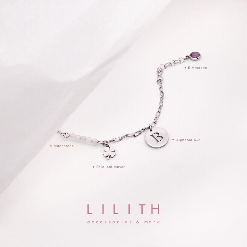 Lilith - Lucky personalized bracelet สร้อยข้อมือ หินนำโชค moonstone
