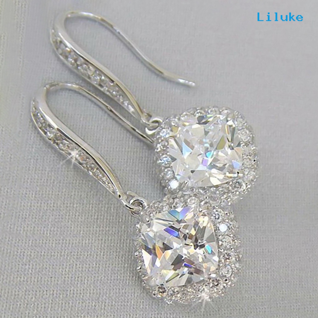 Lk-Cubic Zirconia ต่างหูตะขอห้อยจี้รูปหยดน้ําสําหรับงานปาร์ตี้