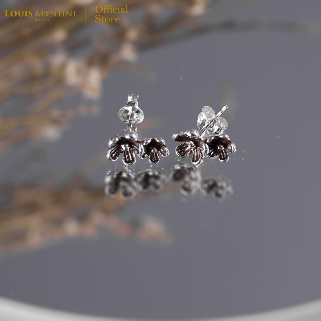Louis Montini (Jewelry) Sterling Silver 925 Earrings ต่างหูเงินแท้ 92.5% ต่างหูผู้หญิง รูปดอกไม้ LJER04