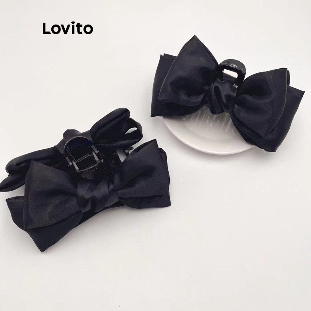 Lovito กิ๊บติดผมโบ สำหรับผู้หญิง LNA09358 (ฟ้าอ่อน/ขาว/ดำ)