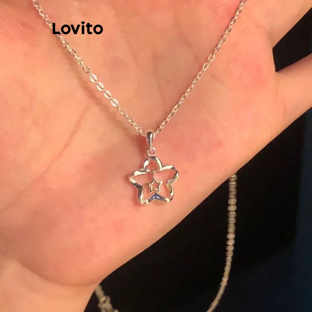 Lovito สร้อยคอผีเสื้อ ลําลอง สําหรับผู้หญิง LFA06132 (สีเงิน)